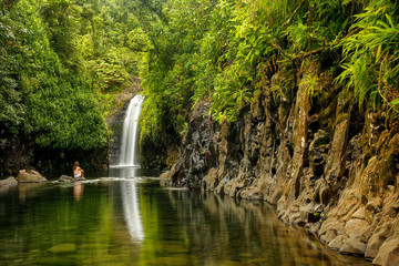 Fototapeta premium Wainibau Waterfall at the end of Lavena Coastal Walk on Taveuni