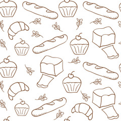 Hand drawn bakery on white background