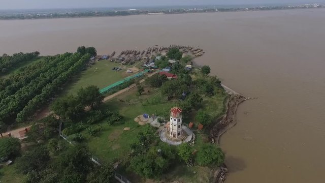 Silk Island Koh Dach Phnom Penh Cambodia Aerial Drone Clip