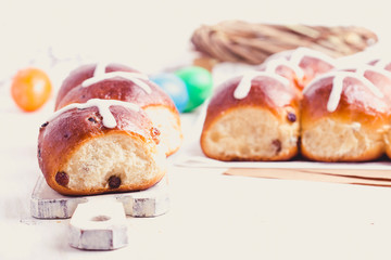 Hot cross buns on Easter table