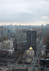 Midtown Manhattan cityscape from high floor on cloudy hazy day - 132265822