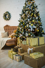 Christmas decorations, Christmas tree, gifts, new year