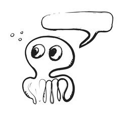 cartoon octopus with speech bubble, 