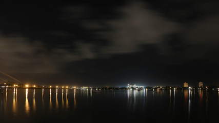 Obraz premium Night sky and city. 