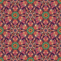 Ornate floral seamless texture, endless pattern with vintage mandala elements.