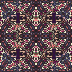 Ornate floral seamless texture, endless pattern with vintage mandala elements.