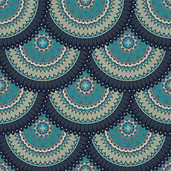 Ornate floral seamless texture, endless pattern with vintage mandala elements.