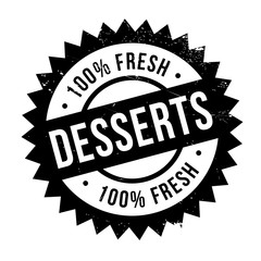 Desserts stamp. Grunge design with dust scratches. Effects can be easily removed for a clean, crisp look. Color is easily changed.