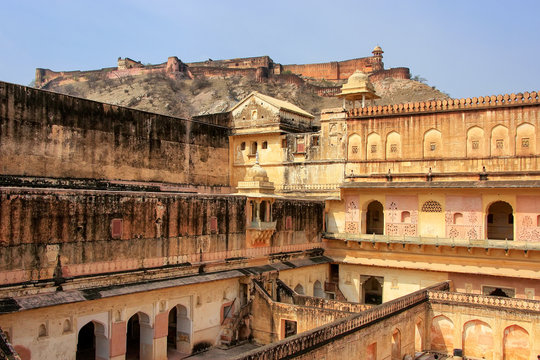 View of zenana in the fourth courtyard of Amber Fort, Rajasthan,