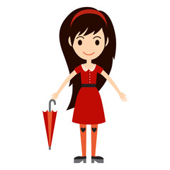 Fototapeta premium Beautiful vector cartoon fashion girl.