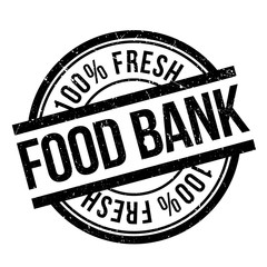 Food bank stamp. Grunge design with dust scratches. Effects can be easily removed for a clean, crisp look. Color is easily changed.