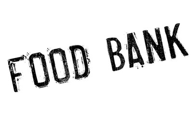Food bank stamp. Grunge design with dust scratches. Effects can be easily removed for a clean, crisp look. Color is easily changed.