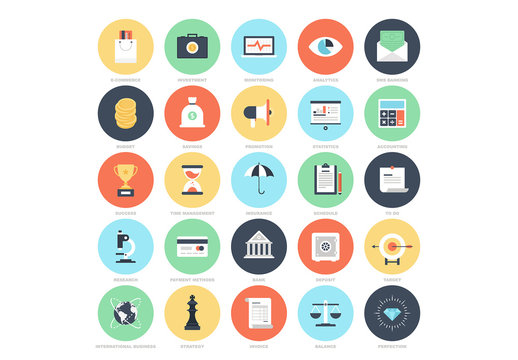 25 Circular Business and Finance Icons 3