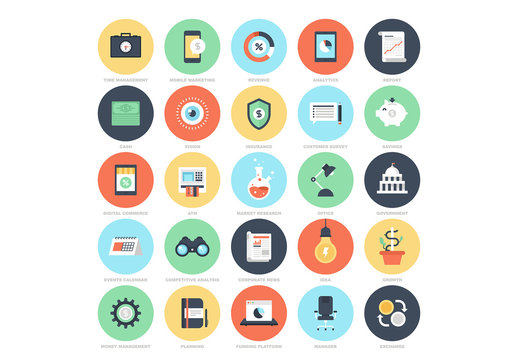 25 Circular Business and Finance Icons 4