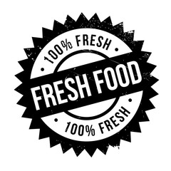 Fresh food stamp. Grunge design with dust scratches. Effects can be easily removed for a clean, crisp look. Color is easily changed.