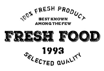 Fresh food stamp. Grunge design with dust scratches. Effects can be easily removed for a clean, crisp look. Color is easily changed.