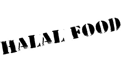 Halal food stamp. Grunge design with dust scratches. Effects can be easily removed for a clean, crisp look. Color is easily changed.