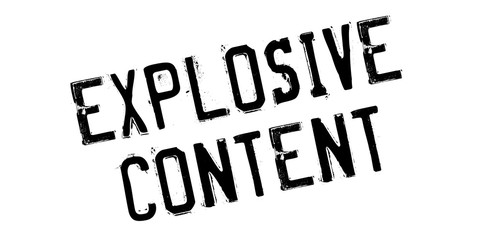 Explosive Content rubber stamp. Grunge design with dust scratches. Effects can be easily removed for a clean, crisp look. Color is easily changed.