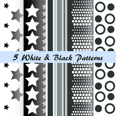 Set of 5 White & Black Patterns