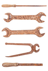 rusty file isolated on white background. Set