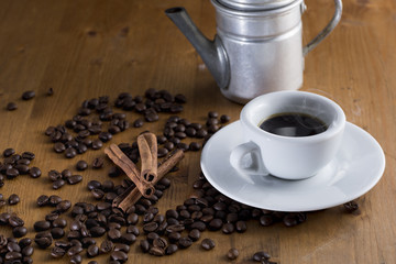 white cup with old Neapolitan coffee