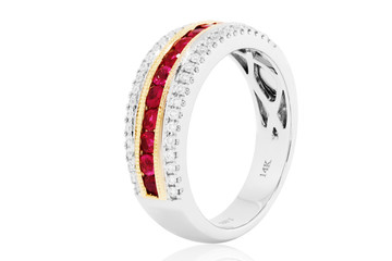 anillo y argolla con rubies y diamantes joyeria en oro y plata