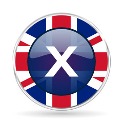 Obraz premium cancel british design icon - round silver metallic border button with Great Britain flag