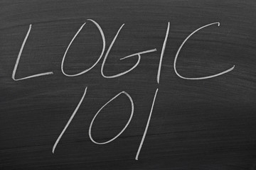 The words "Logic 101" on a blackboard in chalk