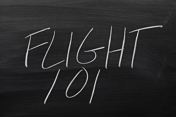 The words "Flight 101" on a blackboard in chalk