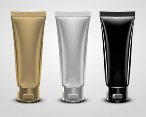 Vector illustration of realistic packages of makeup foundation tubes.