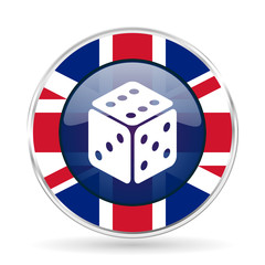game british design icon - round silver metallic border button with Great Britain flag