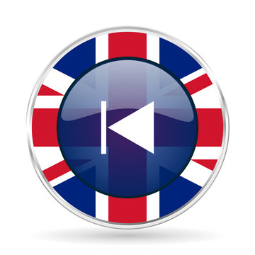 prev british design icon - round silver metallic border button with Great Britain flag