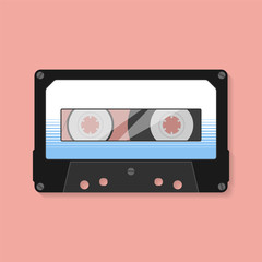 Compact cassette. Flat design style