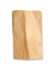 Old paper bag isolated on white background