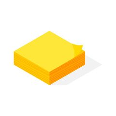 Isometric yellow sticker paper note vector.