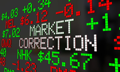 Market Correction Stock Prices Fall Ticker Adjustment 3d Illustr