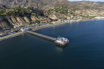 Malibu Pier California Pacific Ocean Aerial - obrazy, fototapety, plakaty