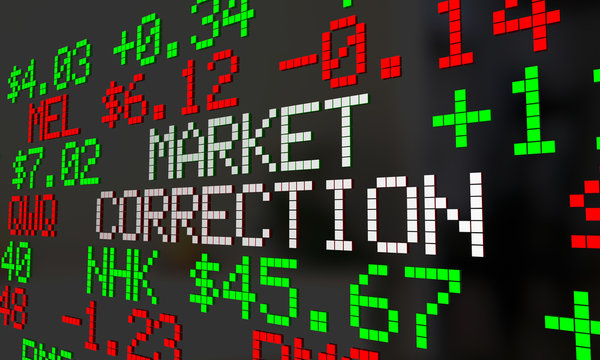 Market Correction Stock Prices Fall Ticker Adjustment 3d Illustr