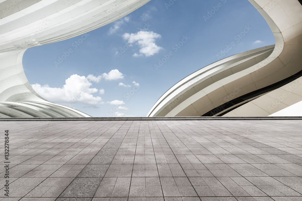 Wall mural empty floor and modern architectural passageway