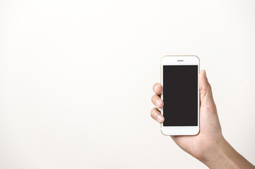 hand holding using mobile phone.Man using smart phone.