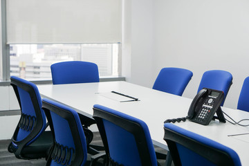 modern meeting room in office with IP phone
