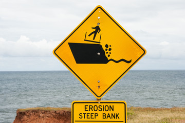 Erosion Cliff Road Sign