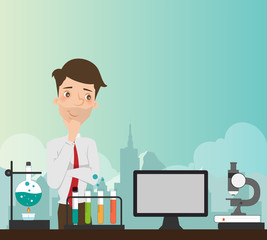 Man thinking about education vector illustration.