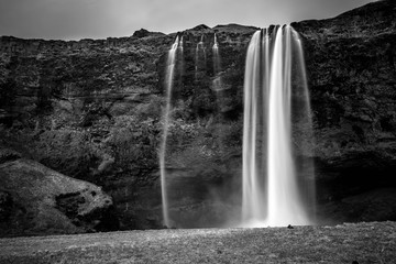 Icelandic Waterfall in Black and White