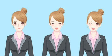 cartoon business woman smile happily
