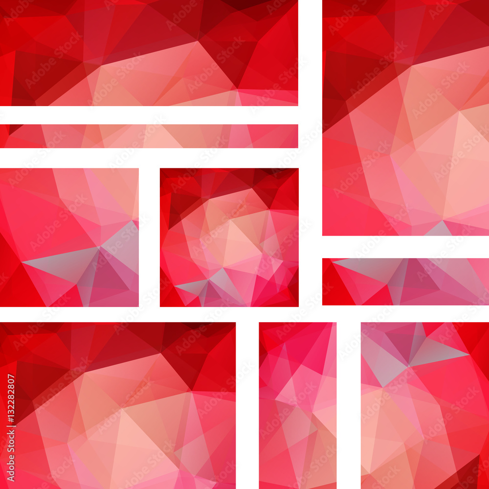 Poster horizontal and vertical banners set with polygonal triangles. polygon background, vector illustratio