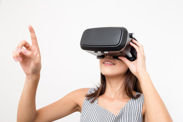 Woman using VR device