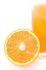 Orange juice on a white background
