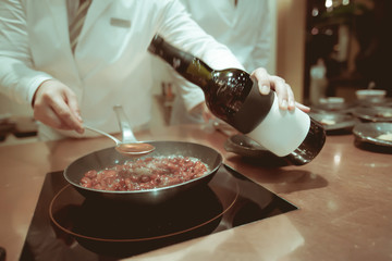 Blurry background vintage color style of Chef in hotel or restau