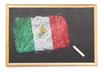 Blackboard with the national flag of Mexico drawn on.(series)